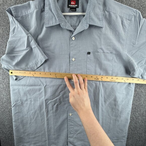 Quiksilver Short Sleeve 2XL Check Blue Streetwear Shirt Button Up Men Surf Skate - Picture 5 of 13